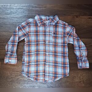 Carter's 4t Orange Plaid Button-up Long Sleeve Shirt